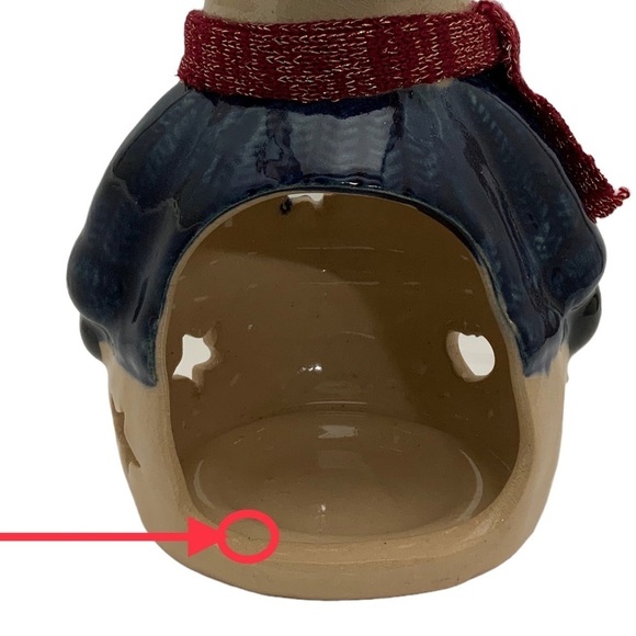 Old World Snowman Candle Votive Holder Glazed Clay Pottery Pierced Cut Outs NWT - Picture 12 of 15